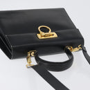 Salvatore Ferragamo Gancini Hand Bag Leather 2way Black Gold Auth ARZ228-6