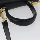 Salvatore Ferragamo Gancini Hand Bag Leather 2way Black Gold Auth ARZ228-7
