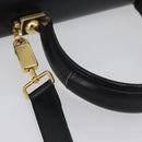 Salvatore Ferragamo Gancini Hand Bag Leather 2way Black Gold Auth ARZ228-8
