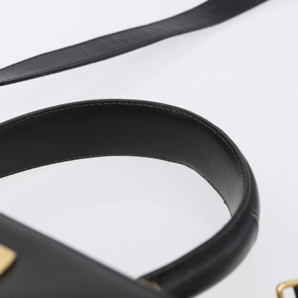 Salvatore Ferragamo Gancini Hand Bag Leather 2way Black Gold Auth ARZ228