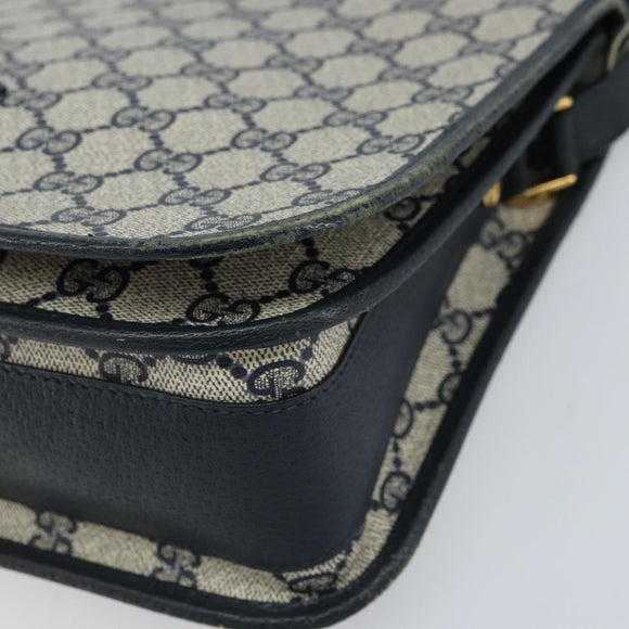 GUCCI GG Supreme Shoulder Bag PVC Navy Gold 001 116 0847 Auth ARZ232