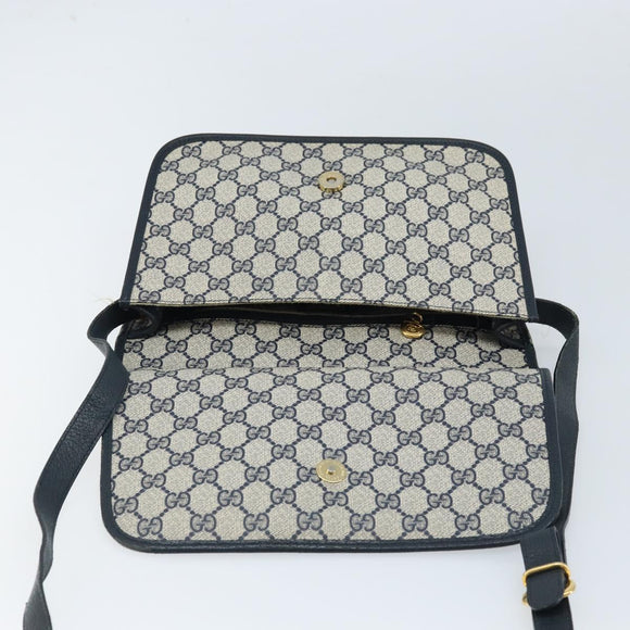 GUCCI GG Supreme Shoulder Bag PVC Navy Gold 001 116 0847 Auth ARZ232