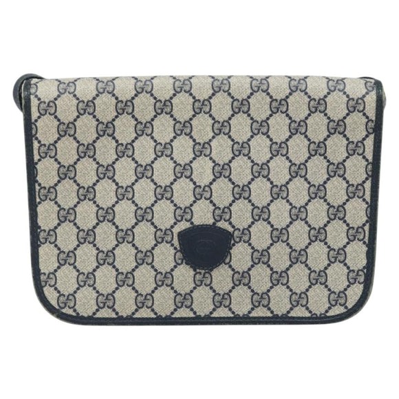 GUCCI GG Supreme Shoulder Bag PVC Navy Gold 001 116 0847 Auth ARZ232