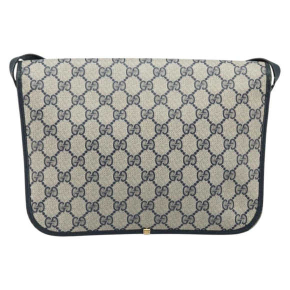 GUCCI GG Supreme Shoulder Bag PVC Navy Gold 001 116 0847 Auth ARZ232