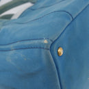 PRADA Canapa M Hand Bag Canvas 2way Blue Gold Auth ARZ233-10