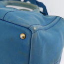 PRADA Canapa M Hand Bag Canvas 2way Blue Gold Auth ARZ233-15