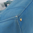 PRADA Canapa M Hand Bag Canvas 2way Blue Gold Auth ARZ233-16