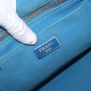 PRADA Canapa M Hand Bag Canvas 2way Blue Gold Auth ARZ233-19