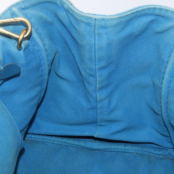 PRADA Canapa M Hand Bag Canvas 2way Blue Gold Auth ARZ233