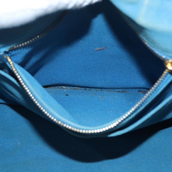 PRADA Canapa M Hand Bag Canvas 2way Blue Gold Auth ARZ233
