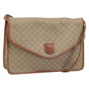 CELINE Macadam Canvas Shoulder Bag PVC Beige Gold Auth ARZ236-1