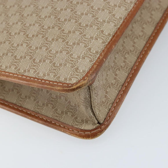 CELINE Macadam Canvas Shoulder Bag PVC Beige Gold Auth ARZ236