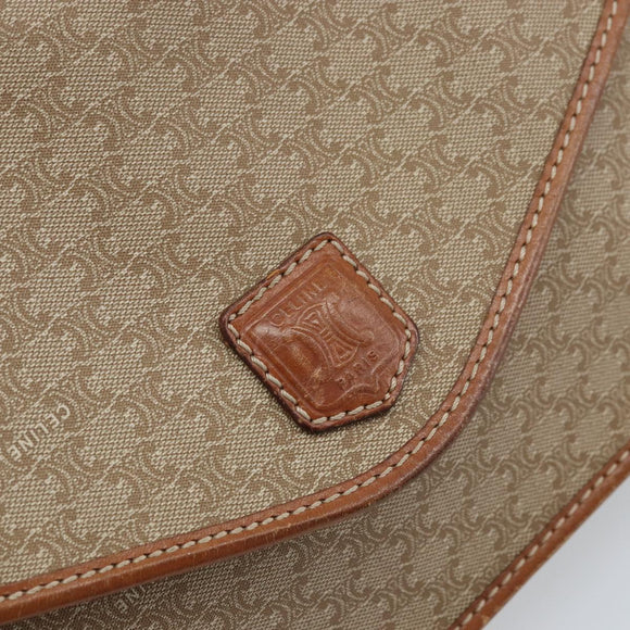 CELINE Macadam Canvas Shoulder Bag PVC Beige Gold Auth ARZ236