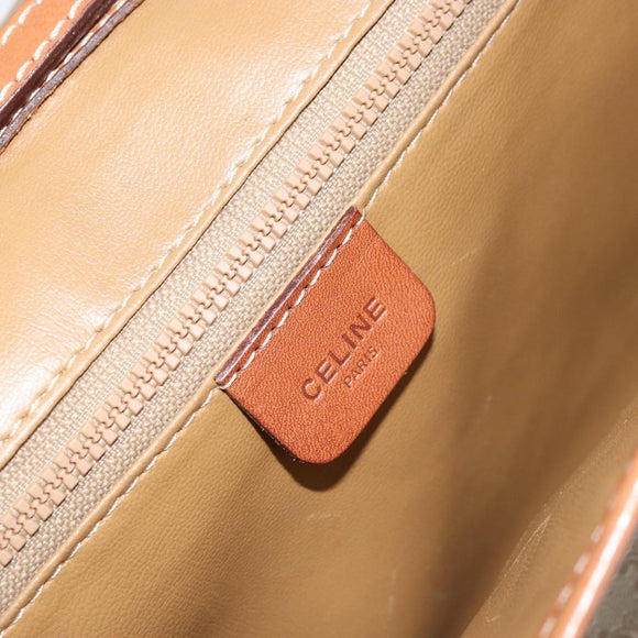 CELINE Macadam Canvas Shoulder Bag PVC Beige Gold Auth ARZ236