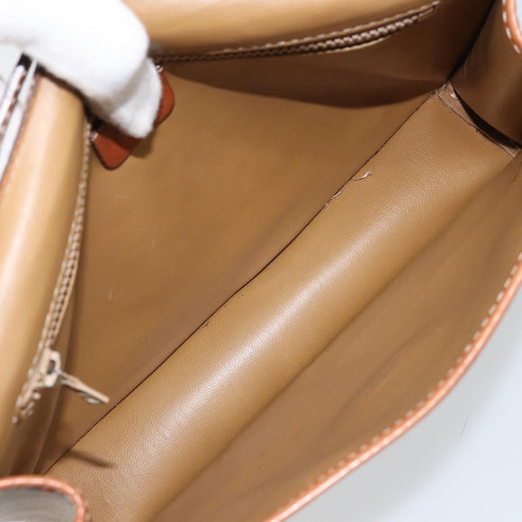 CELINE Macadam Canvas Shoulder Bag PVC Beige Gold Auth ARZ236