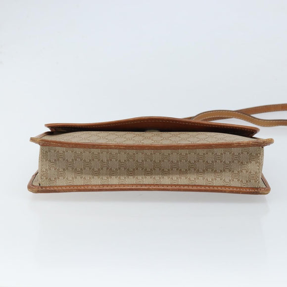 CELINE Macadam Canvas Shoulder Bag PVC Beige Gold Auth ARZ236
