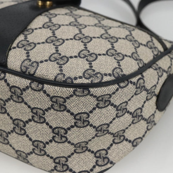 GUCCI GG Supreme Sherry Line Shoulder Bag PVC Navy Gold 89 02 032 Auth ARZ238