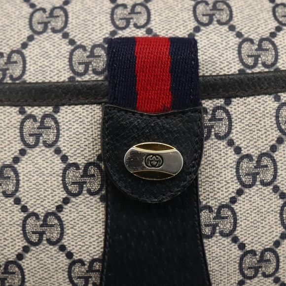 GUCCI GG Supreme Sherry Line Shoulder Bag PVC Navy Gold 89 02 032 Auth ARZ238