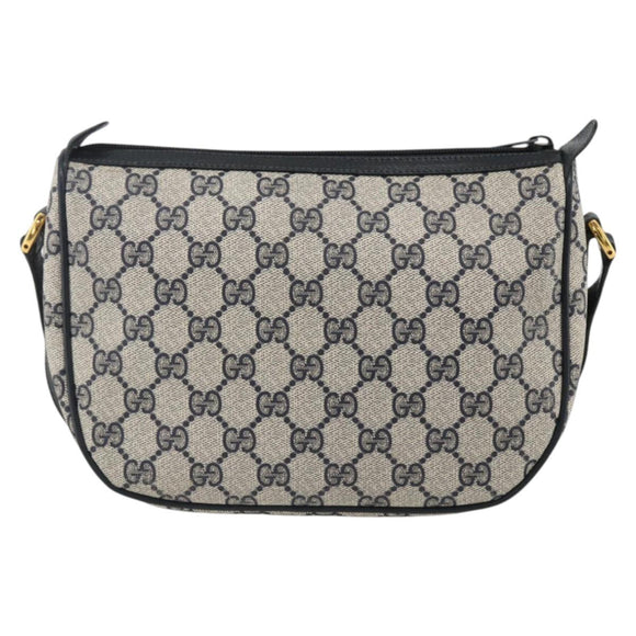 GUCCI GG Supreme Sherry Line Shoulder Bag PVC Navy Gold 89 02 032 Auth ARZ238
