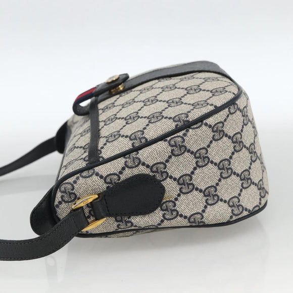 GUCCI GG Supreme Sherry Line Shoulder Bag PVC Navy Gold 89 02 032 Auth ARZ238