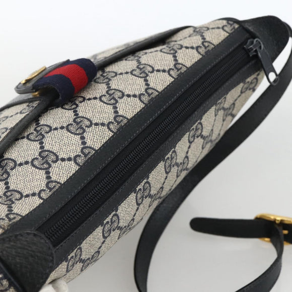 GUCCI GG Supreme Sherry Line Shoulder Bag PVC Navy Gold 89 02 032 Auth ARZ238