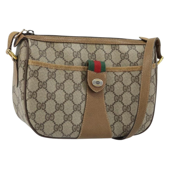 GUCCI GG Supreme Web Sherry Line Bag PVC Beige Gold 89 02 032 Auth ARZ240