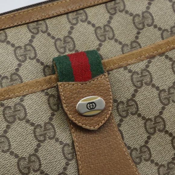 GUCCI GG Supreme Web Sherry Line Bag PVC Beige Gold 89 02 032 Auth ARZ240