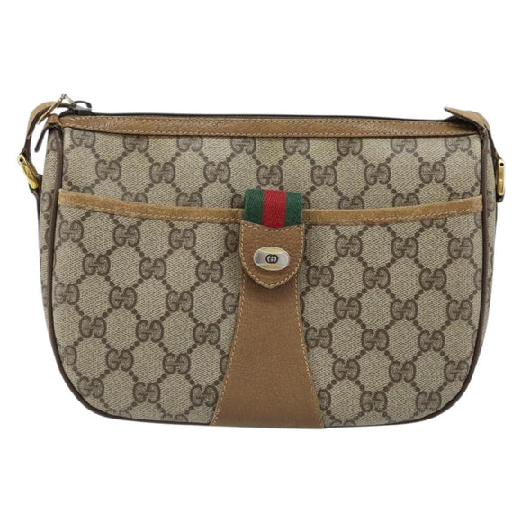 GUCCI GG Supreme Web Sherry Line Bag PVC Beige Gold 89 02 032 Auth ARZ240