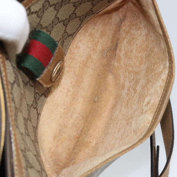 GUCCI GG Supreme Web Sherry Line Bag PVC Beige Gold 89 02 032 Auth ARZ240