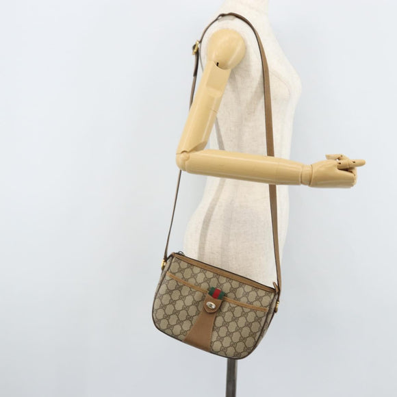 GUCCI GG Supreme Web Sherry Line Bag PVC Beige Gold 89 02 032 Auth ARZ240