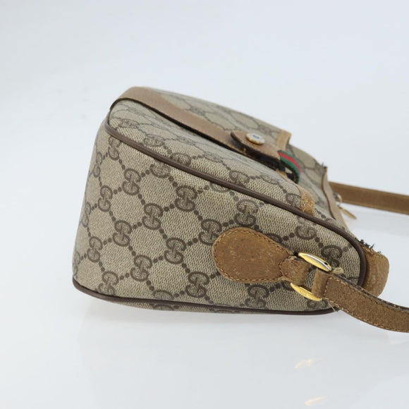 GUCCI GG Supreme Web Sherry Line Bag PVC Beige Gold 89 02 032 Auth ARZ240
