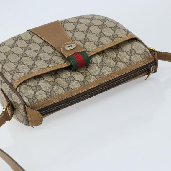 GUCCI GG Supreme Web Sherry Line Bag PVC Beige Gold 89 02 032 Auth ARZ240