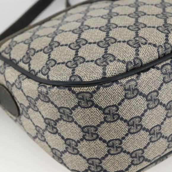 GUCCI GG Supreme Sherry Line Shoulder Bag PVC Navy Gold 89 02 077 Auth ARZ241