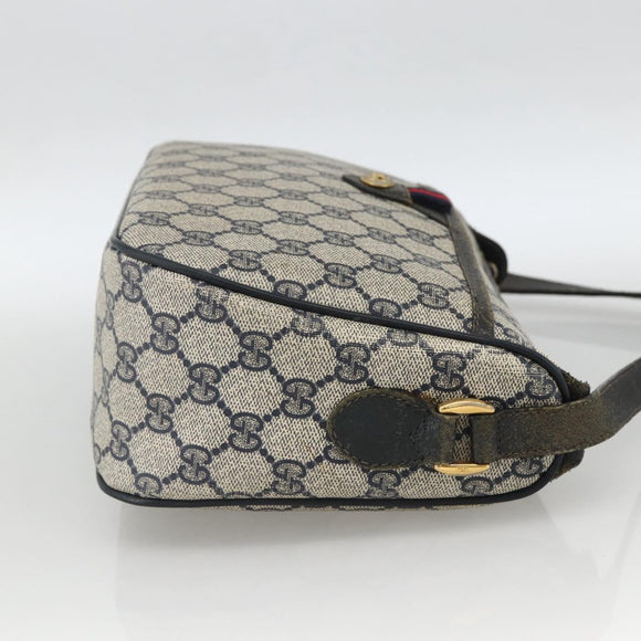 GUCCI GG Supreme Sherry Line Shoulder Bag PVC Navy Gold 89 02 077 Auth ARZ241
