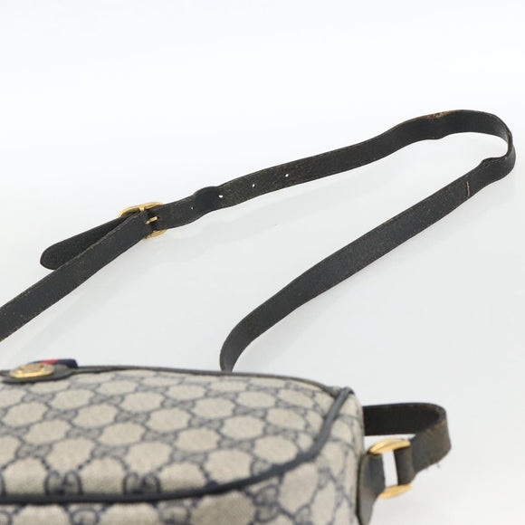 GUCCI GG Supreme Sherry Line Shoulder Bag PVC Navy Gold 89 02 077 Auth ARZ241