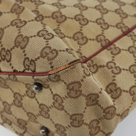 GUCCI GG Canvas Tote Bag Beige Silver 113019 Auth ARZ242