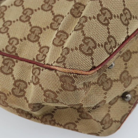 GUCCI GG Canvas Tote Bag Beige Silver 113019 Auth ARZ242
