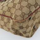 GUCCI GG Canvas Tote Bag Beige Silver 113019 Auth ARZ242-13