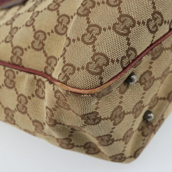 GUCCI GG Canvas Tote Bag Beige Silver 113019 Auth ARZ242