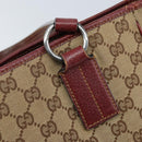 GUCCI GG Canvas Tote Bag Beige Silver 113019 Auth ARZ242-15