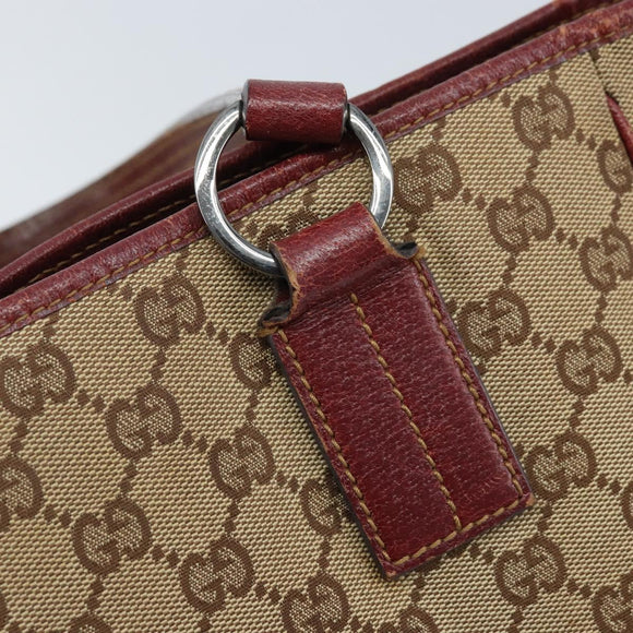 GUCCI GG Canvas Tote Bag Beige Silver 113019 Auth ARZ242