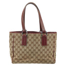 GUCCI GG Canvas Tote Bag Beige Silver 113019 Auth ARZ242-2