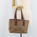 GUCCI GG Canvas Tote Bag Beige Silver 113019 Auth ARZ242-23