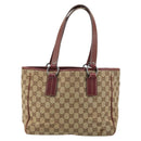 GUCCI GG Canvas Tote Bag Beige Silver 113019 Auth ARZ242-3
