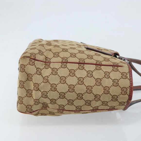 GUCCI GG Canvas Tote Bag Beige Silver 113019 Auth ARZ242