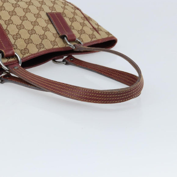 GUCCI GG Canvas Tote Bag Beige Silver 113019 Auth ARZ242