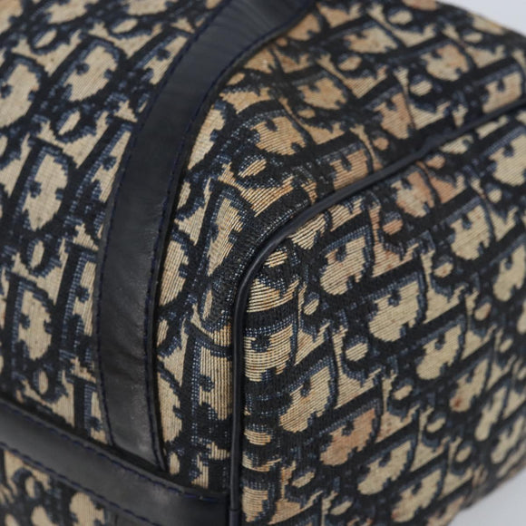 Christian Dior Trotter Canvas Boston Bag Navy Silver Auth ARZ245