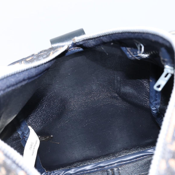 Christian Dior Trotter Canvas Boston Bag Navy Silver Auth ARZ245
