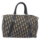 Christian Dior Trotter Canvas Boston Bag Navy Silver Auth ARZ245-3