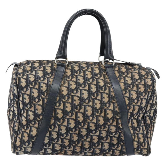 Christian Dior Trotter Canvas Boston Bag Navy Silver Auth ARZ245